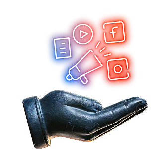 Hand holding social media icons
